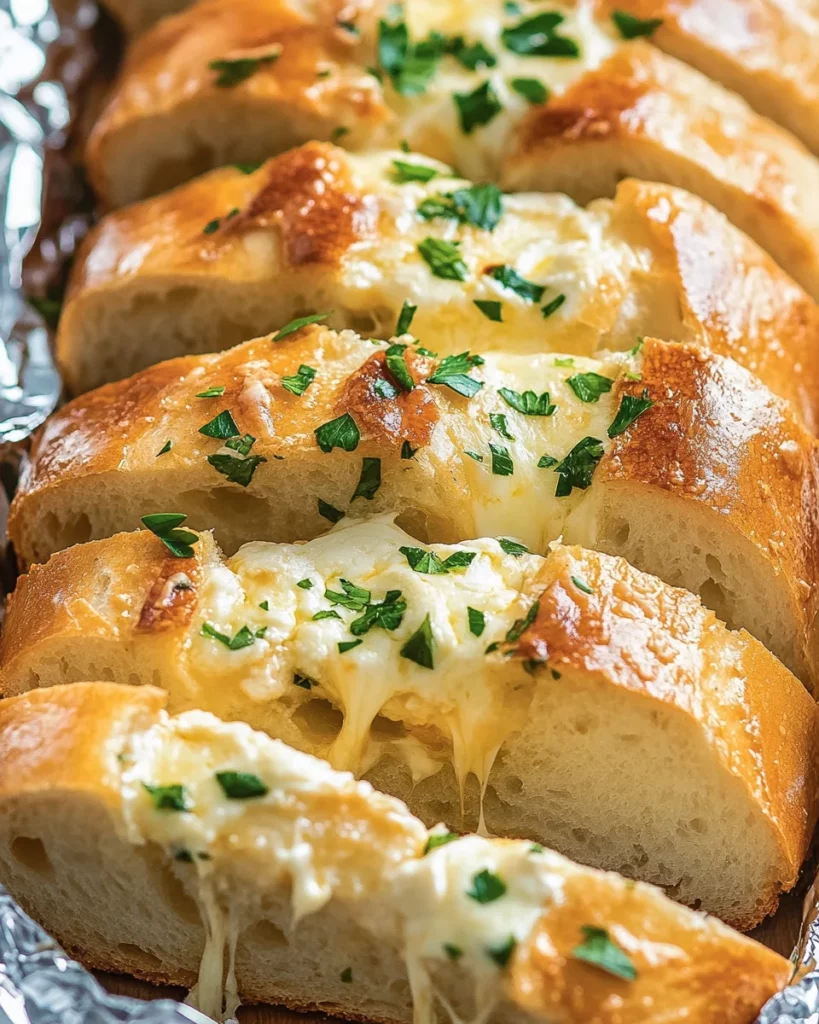 Cheesy Garlic Bread – The Best Homemade Recipe with Gooey Cheese 4 Freshly baked cheesy garlic bread with melted cheese and golden crust