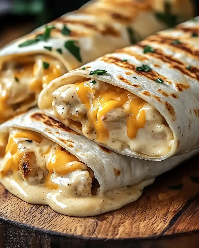 cheesy garlic chicken wraps 4 cheesy garlic chicken wraps served hot with melted cheese