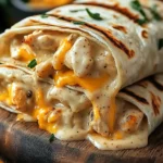 cheesy garlic chicken wraps served hot with melted cheese