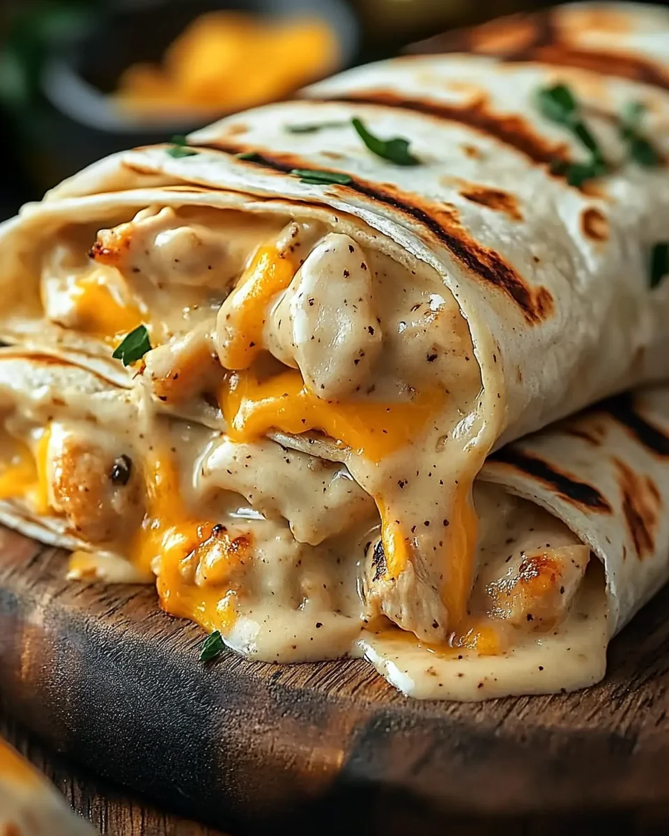 cheesy garlic chicken wraps