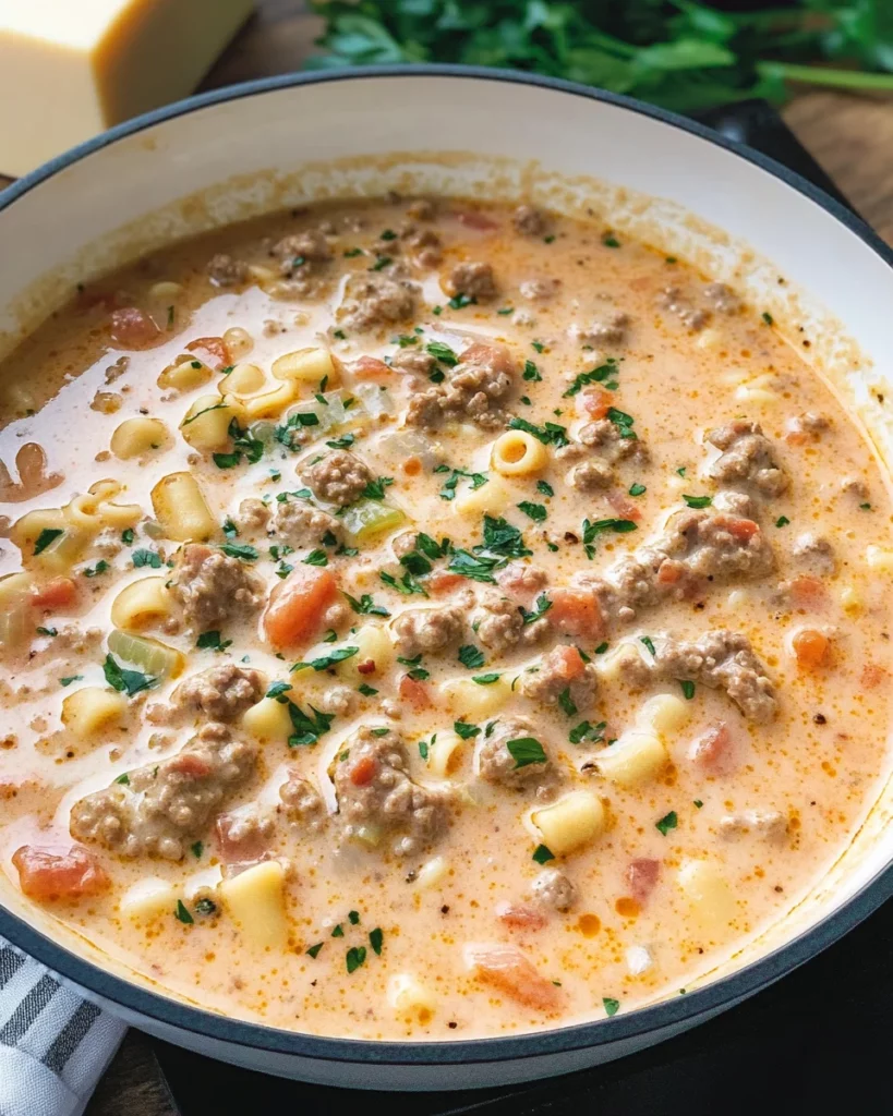 Creamy Parmesan Italian Sausage Soup – The Best 30-Min Comfort Meal 4 creamy parmesan Italian sausage soup in a bowl with fresh garnish