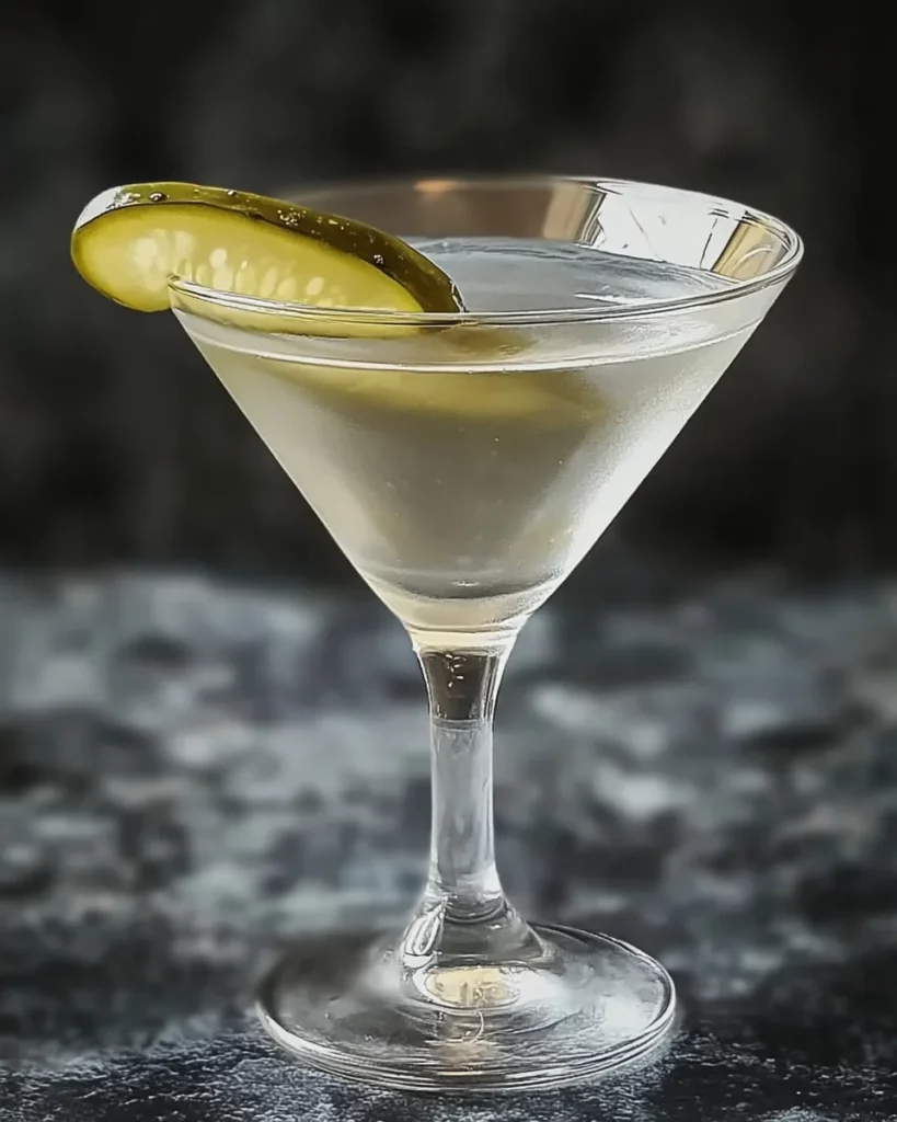 Dill Pickle Martini: The Best Bold Cocktail 3 Dill pickle martini in a chilled glass with garnish