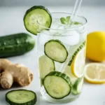 Lemon Ginger Cucumber Water – The Best 7-Day Detox You’ll Love 4 Lemon Ginger Cucumber Water in glass pitcher for detox