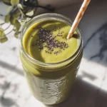 Matcha Avocado Smoothie – The Best 5-Minute Green Energy Boost 5 Matcha avocado smoothie with chia seeds in a glass jar