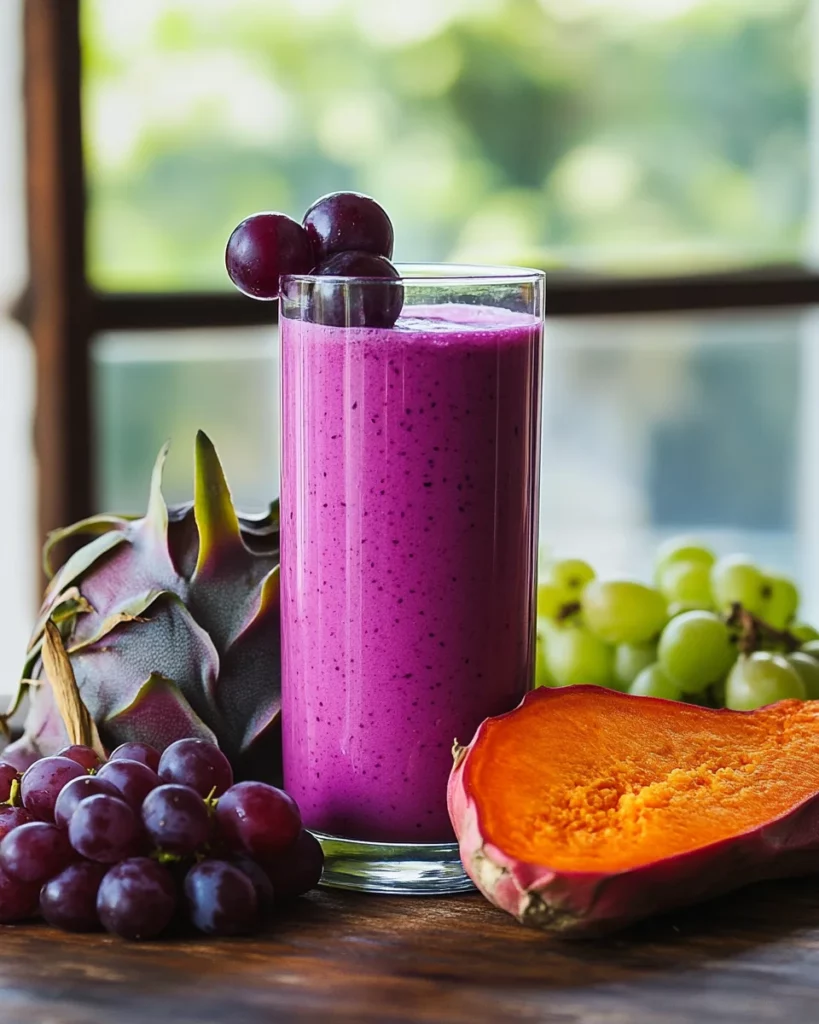 Purple Peel Recipe: The Best Detox Smoothie 3 Purple grapes and dragon fruit used in purple peel recipe