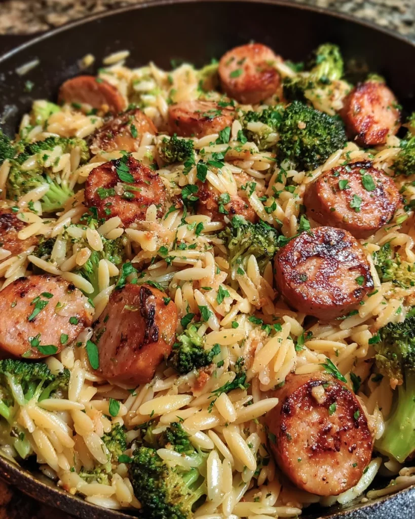 Chicken Sausage and Broccoli Orzo 4 Chicken Sausage and Broccoli Orzo