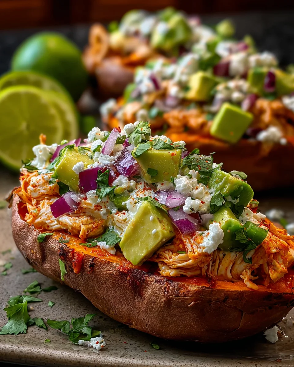 Chicken Avocado Stuffed Sweet Potatoes