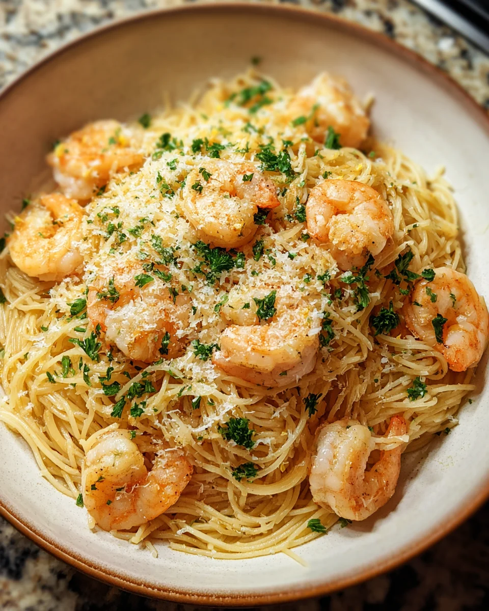 Lemon Garlic Parmesan Shrimp Pasta