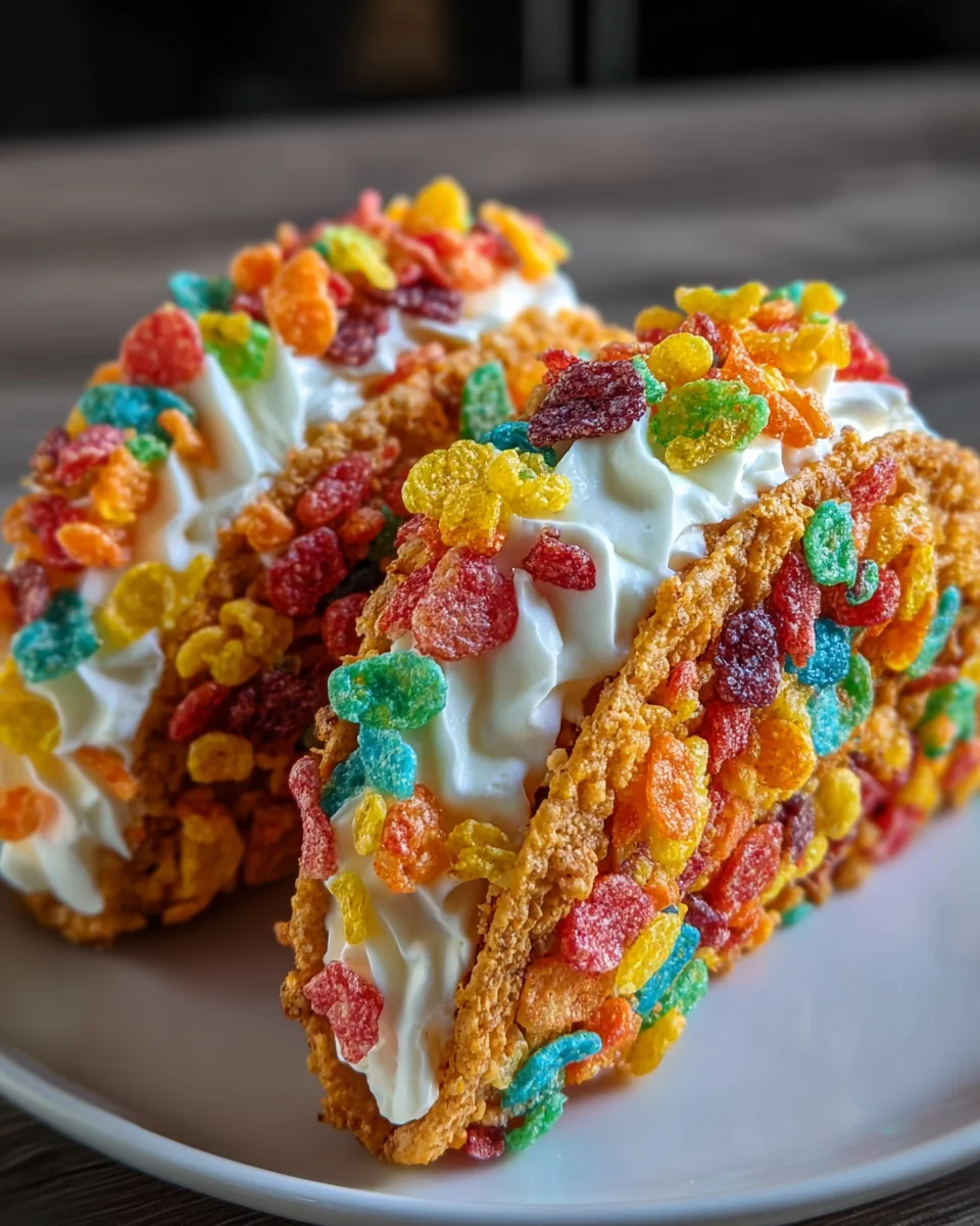 Fruity Pebbles Cheesecake Tacos