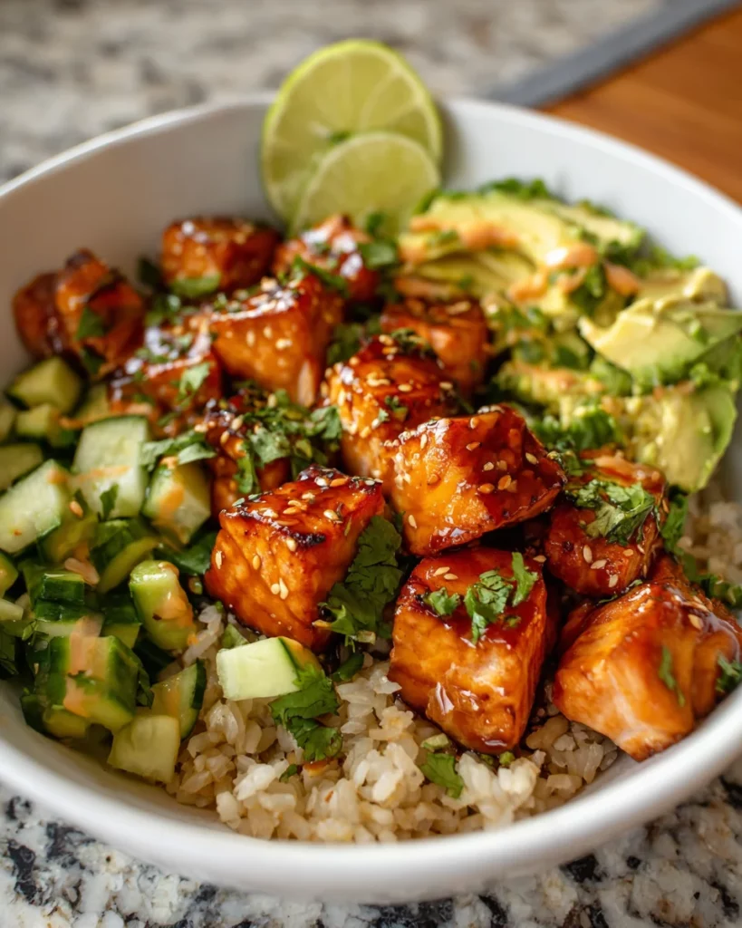 Honey Glazed Salmon Rice Bowls 4 Honey Glazed Salmon Rice Bowls