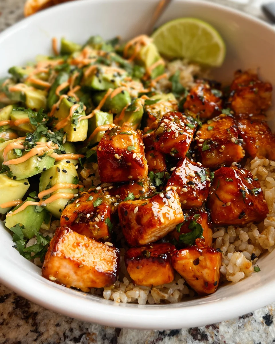 Honey Glazed Salmon Rice Bowls