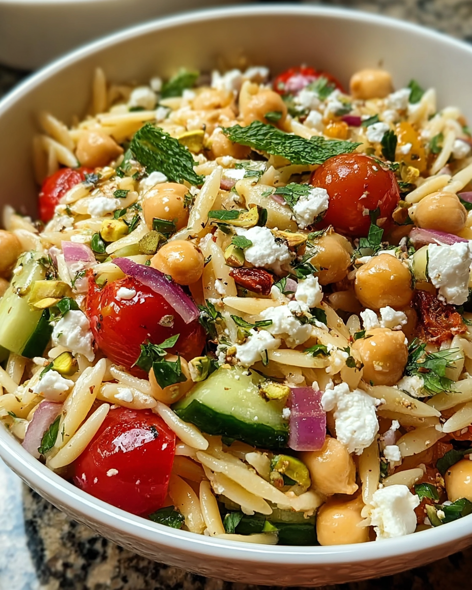 Herby Chickpea and Feta Pasta Salad