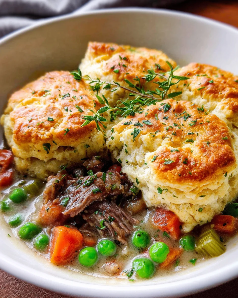 Beef and Herbed Biscuit Pot Pie