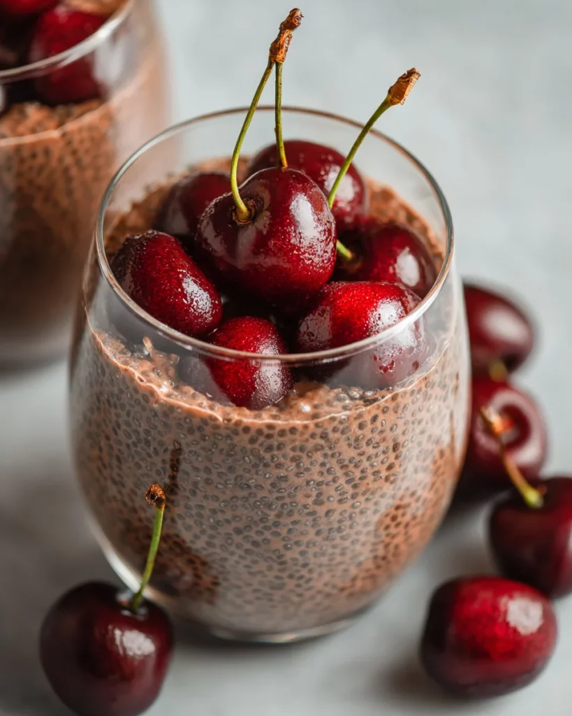 High-Protein Chocolate Cherry Chia Pudding