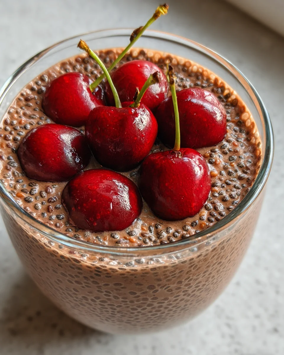 High-Protein Chocolate Cherry Chia Pudding