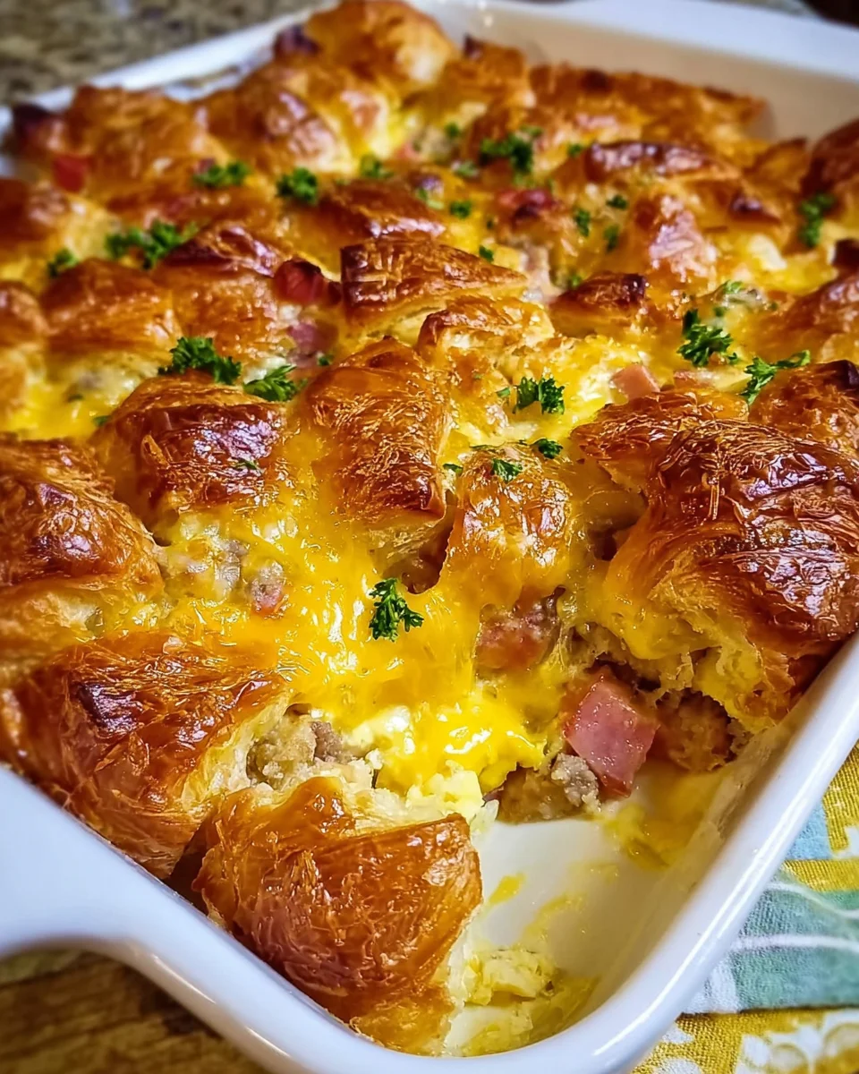 Overnight Croissant Breakfast Casserole