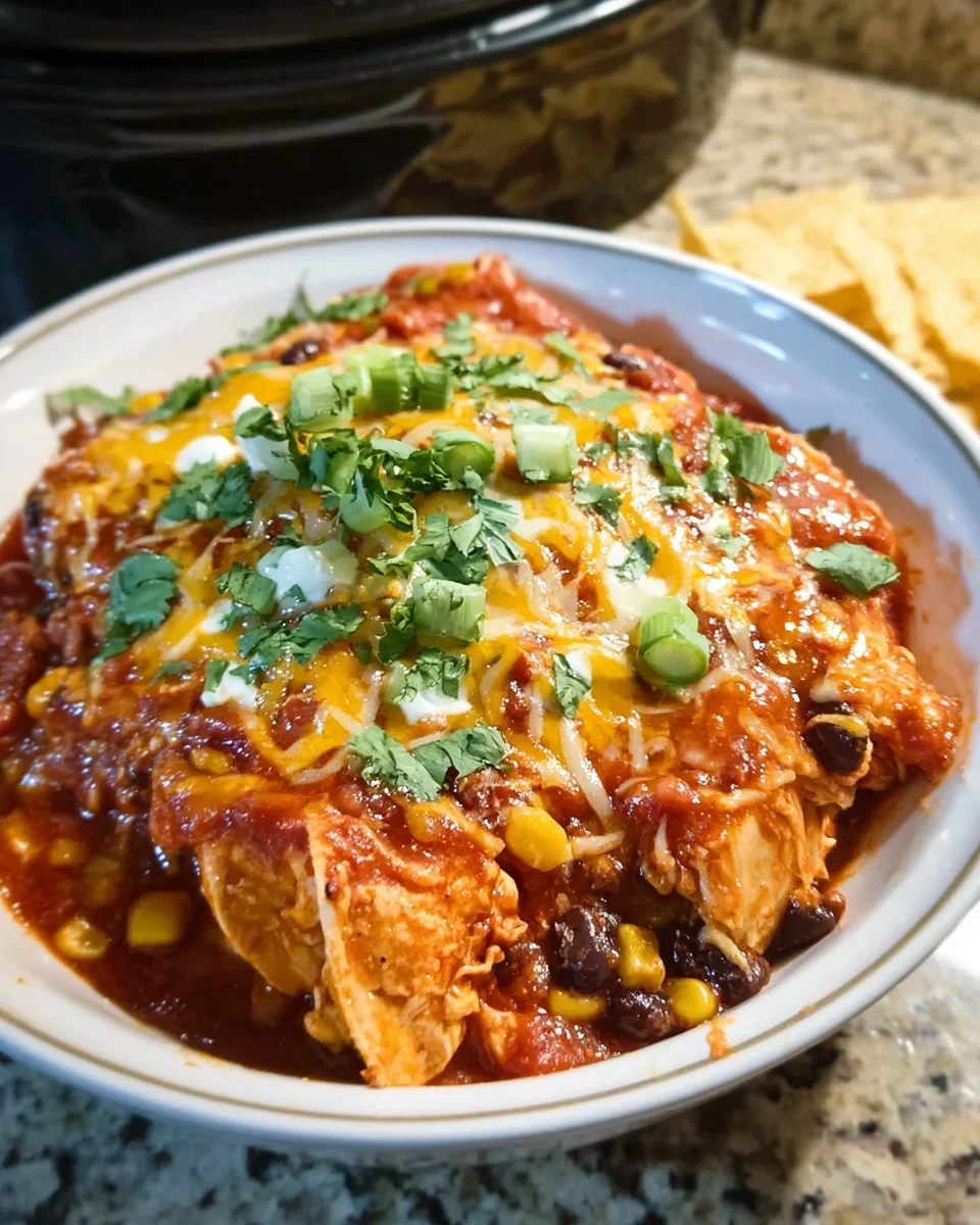 Crockpot Chicken Enchilada Casserole