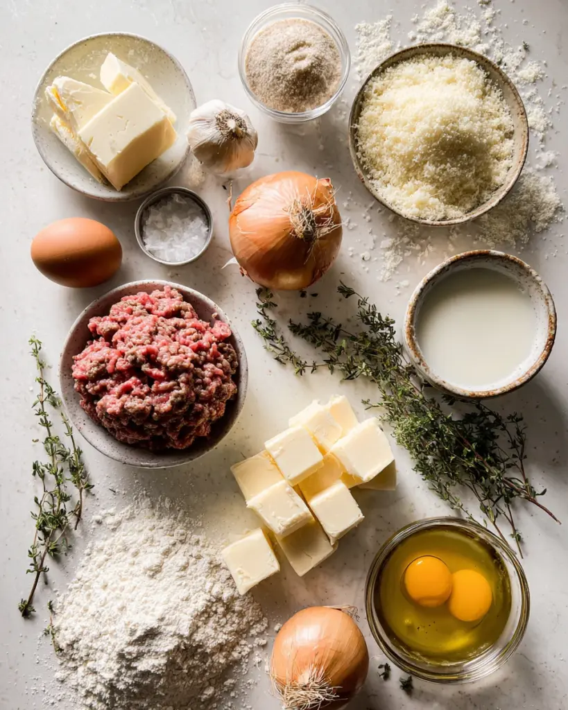 Cheesy French Onion Meatballs 6 codinofouad flat lay of ingredients on a clean kitchen counte 5c17d689 db43 489a 9463 2e4637b87417 2