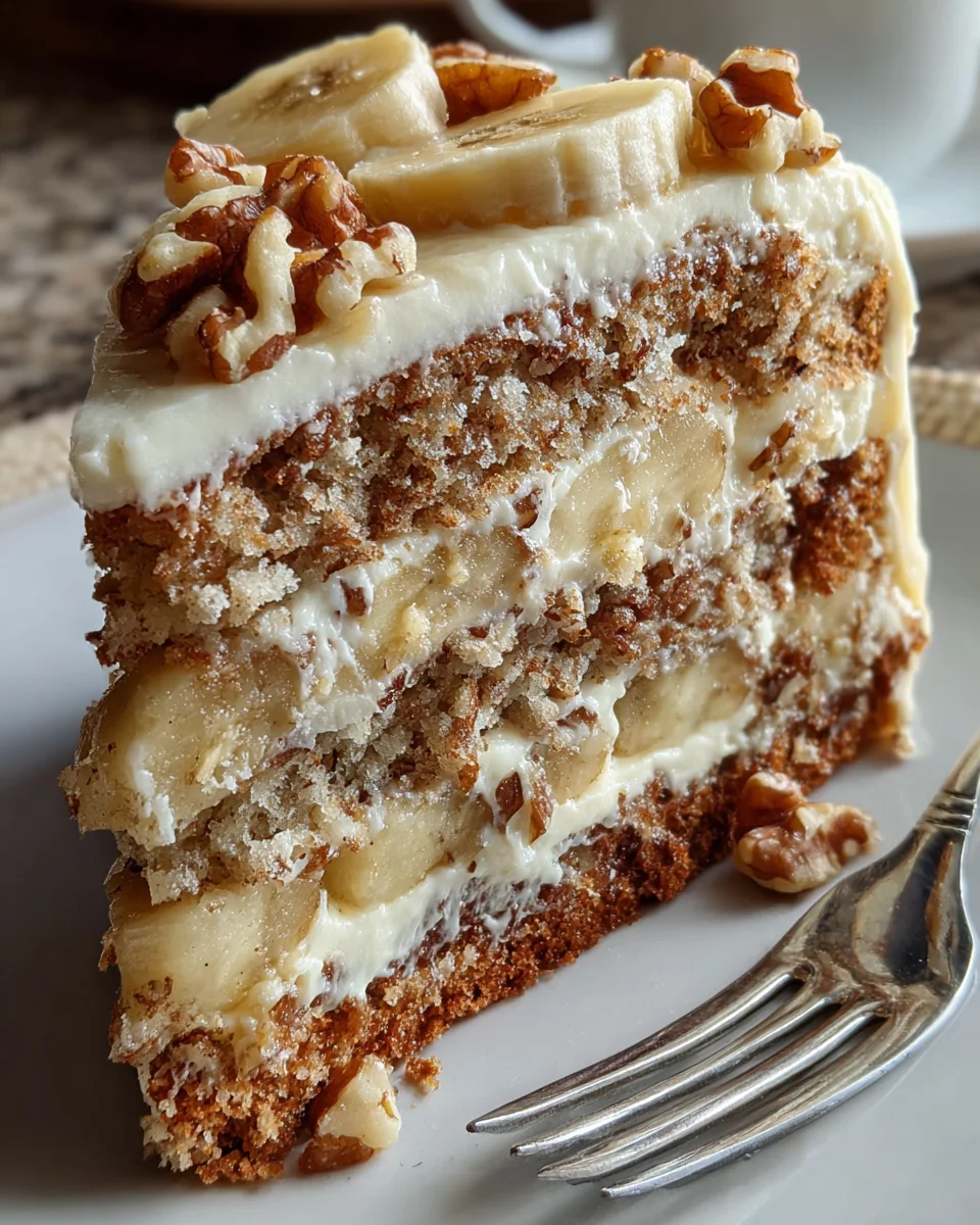 Heavenly Banana Walnut Cream Cake