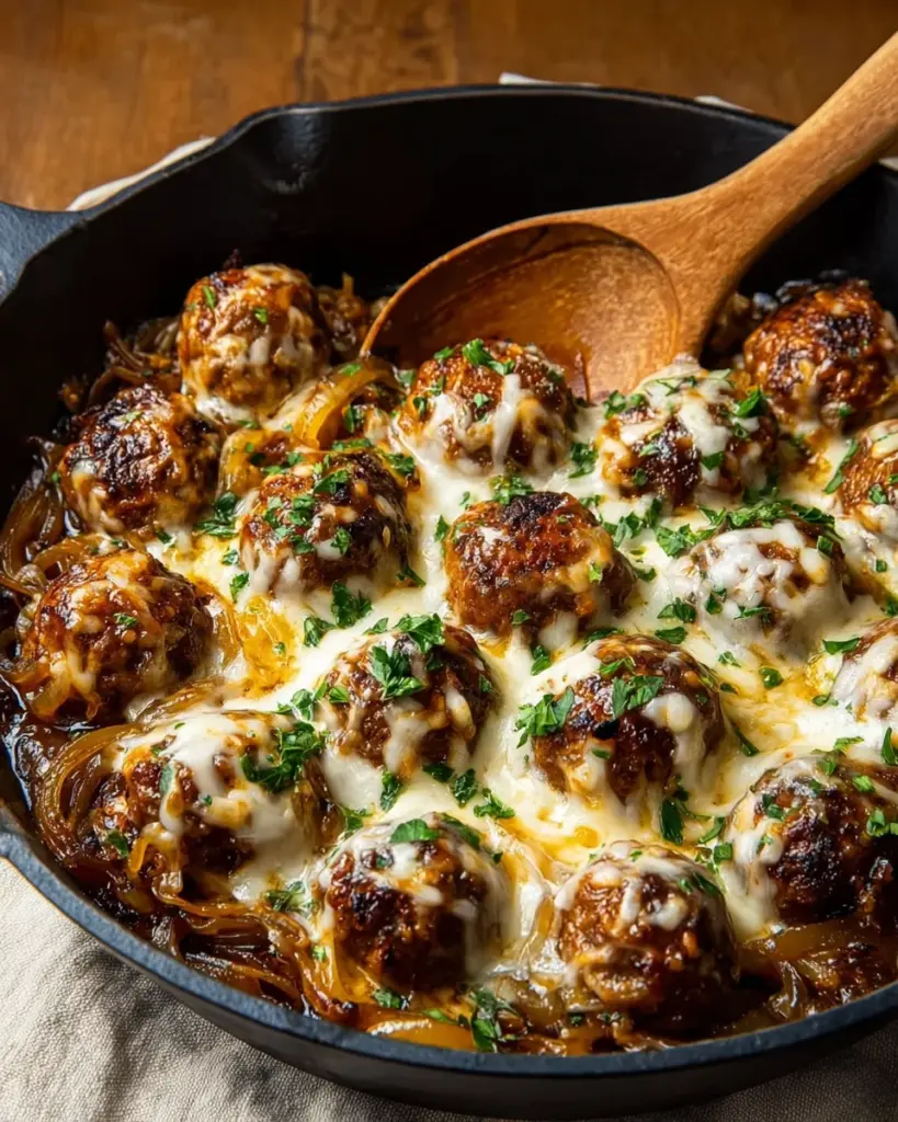 Cheesy French Onion Meatballs 7 codinofouad httpss.mj .runE2Wb1jdBA8k close up of cheesy Frenc f3dfd58d 3e2b 4e67 b8a7 b362588112bb 3