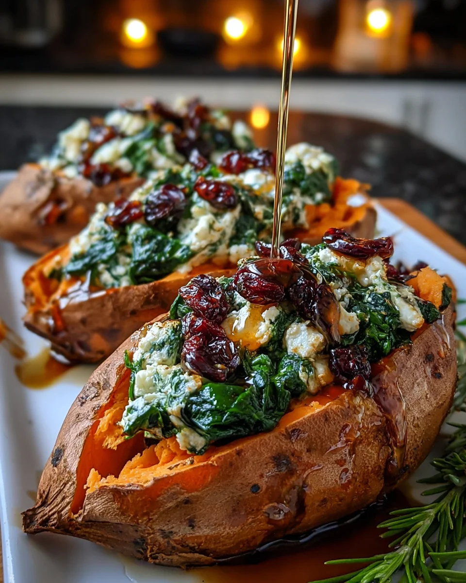 Creamy Ricotta & Spinach Stuffed Sweet Potatoes