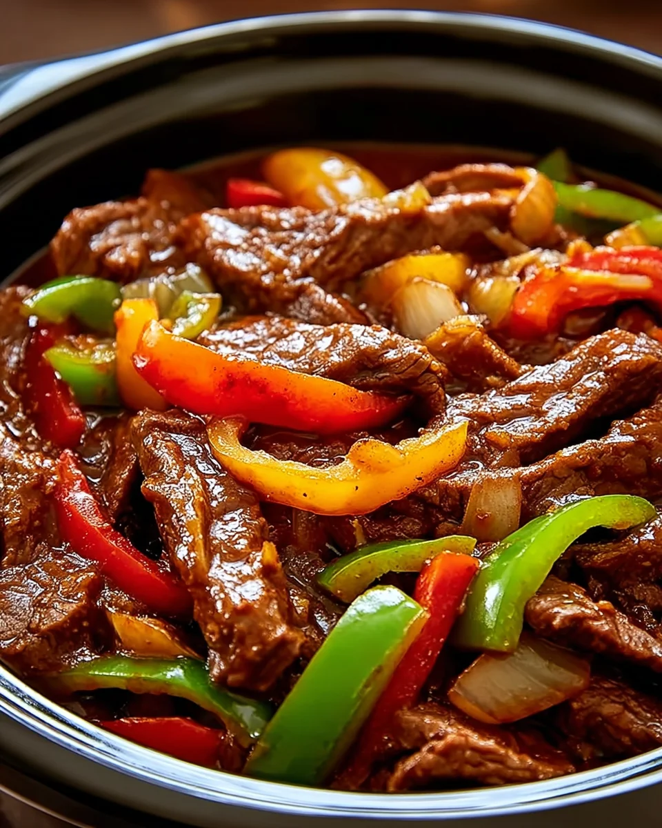 Pepper Steak in a Crock Pot for Easy Comfort Food!
