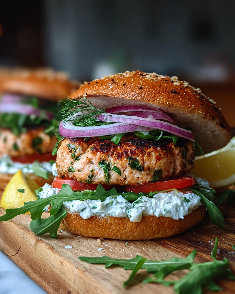 Salmon Burgers with Tzatziki