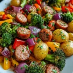 Roasted Veggie and Chicken Sausage Sheet Dinner Made Easy! 2 Roasted Veggie and Chicken Sausage Sheet