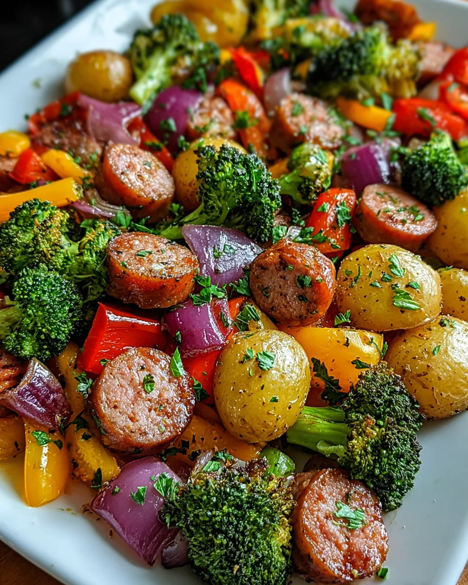 Roasted Veggie and Chicken Sausage Sheet Dinner Made Easy!
