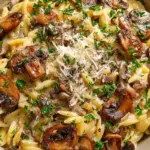 Creamy mushroom orzo skillet