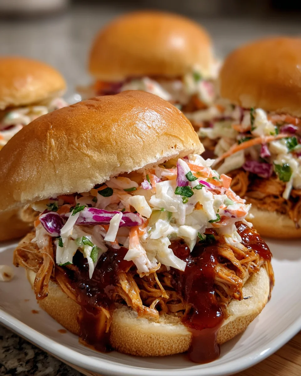BBQ Chicken Sliders Tangy Coleslaw