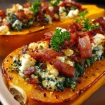 Stuffed butternut squash filled with feta spinach and bacon 2 Stuffed butternut squash filled with feta spinach and bacon