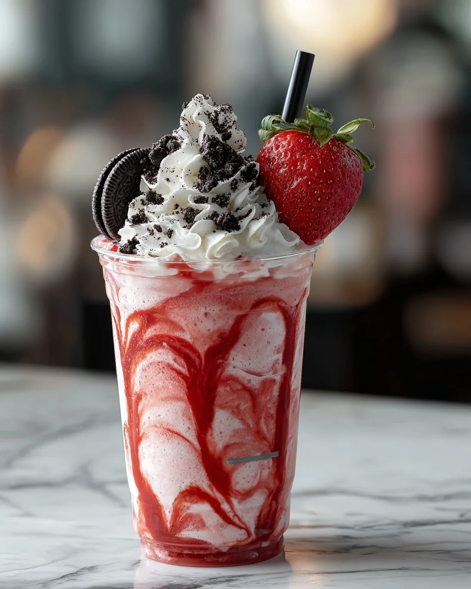Strawberry Oreo Cheesecake Frappuccino recipe 🍓🍫✨: Indulge Today!