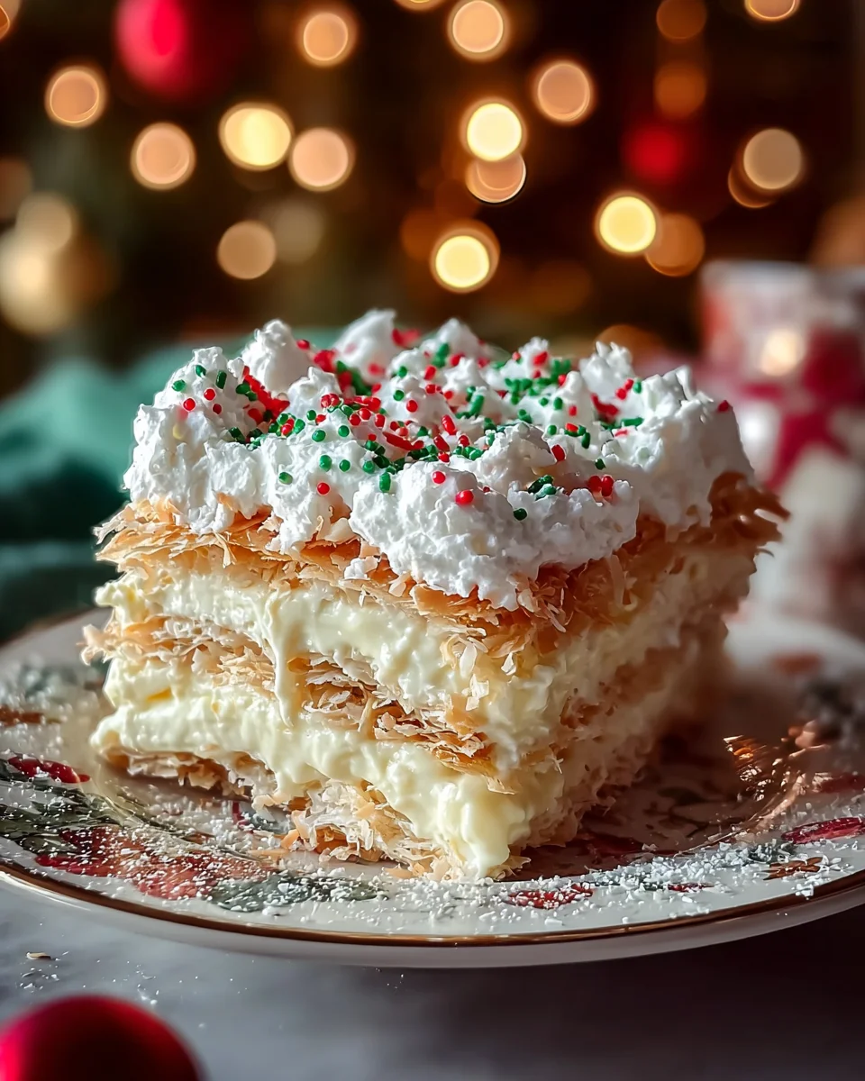 No-Bake Christmas Coconut Lasagna