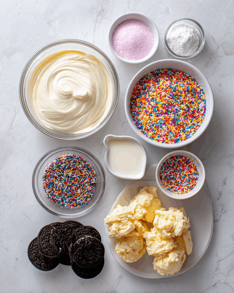 No-Bake Funfetti Oreo Icebox Cake 6 codinofouad flat lay of fresh ingredients for 2 cups heavy wh 558cf83a 673d 40a3 88f6 2ba8928c276b 3