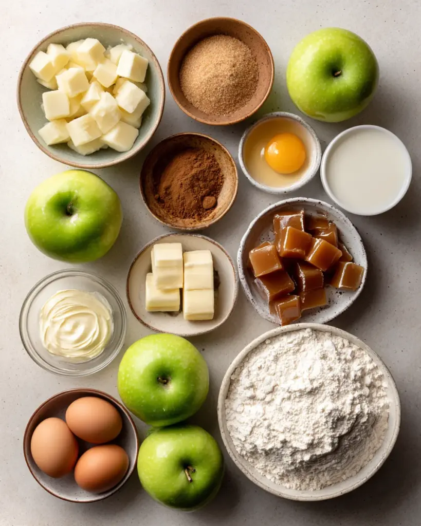 Caramel Apple Fritter Muffin 6 codinofouad flat lay of fresh ingredients for 2 medium Granny 2e1987ab 9a34 4993 9885 c9829c4022cb 3