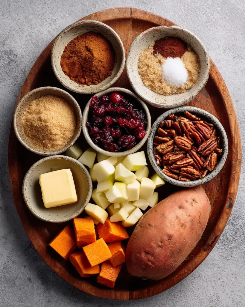 Cranberry Apple Twice-Baked Sweet Potato 8 codinofouad flat lay of fresh ingredients for 4 medium sweet a9f37628 c9a8 4971 926e 063831f5d4e6 2