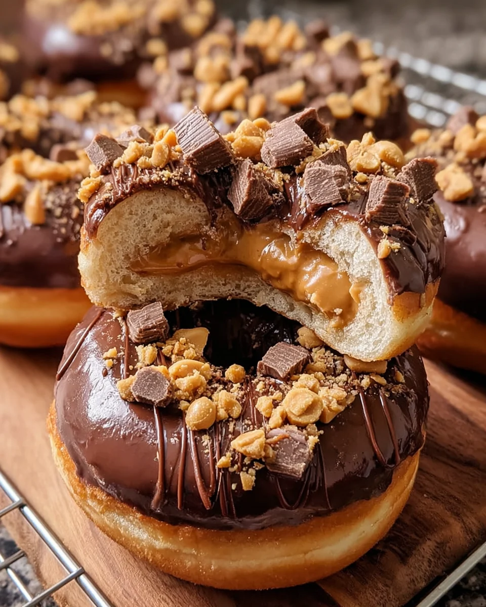 Chocolate Peanut Butter Cup Stuffed Donuts