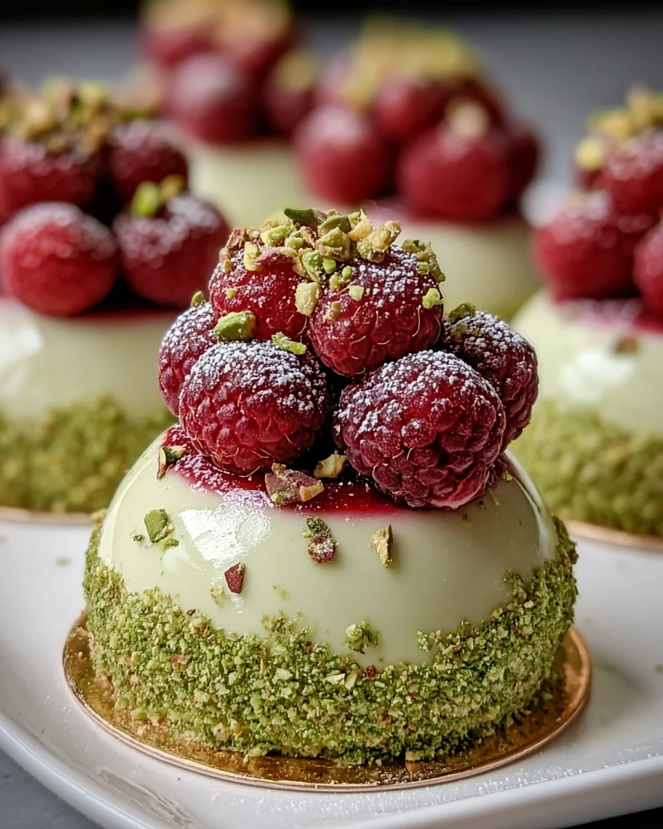 Pistachio & Raspberry Cheesecake Domes