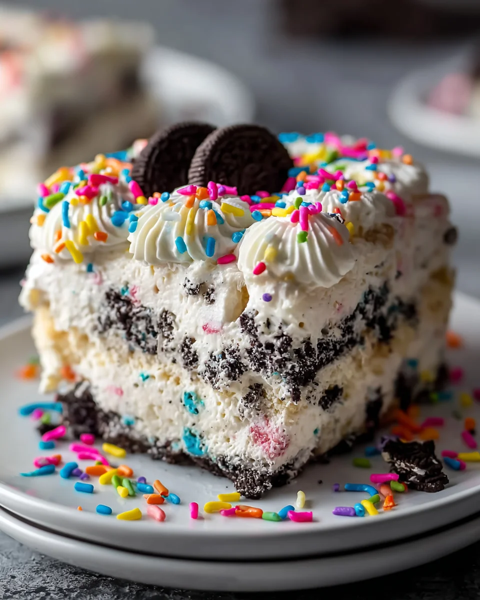 No-Bake Funfetti Oreo Icebox Cake