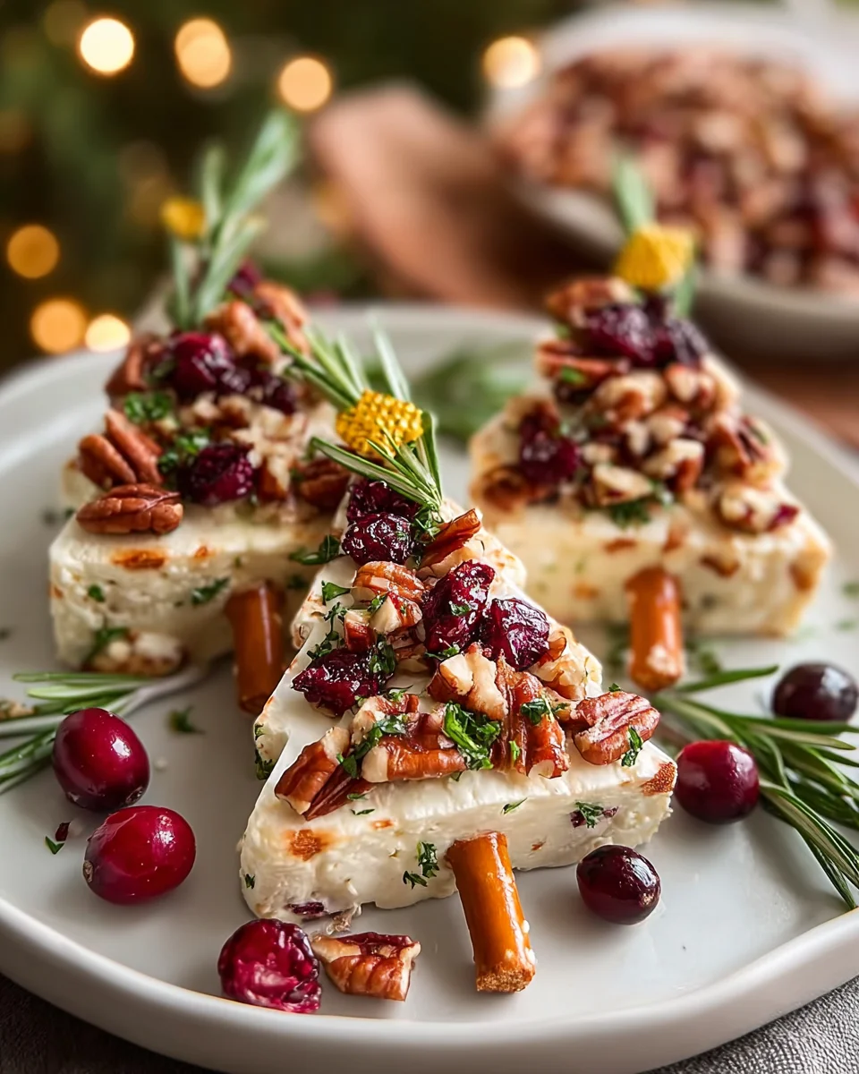 Creamy Cranberry Pecan Christmas Tree Appetizers