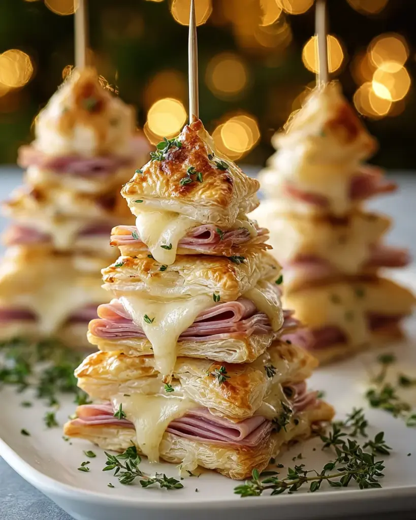 Stacked Puff Pastry Christmas Trees with Ham & Cheese 9 1111 2