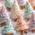 Pastel Chocolate Pretzel Christmas Trees are Magical!