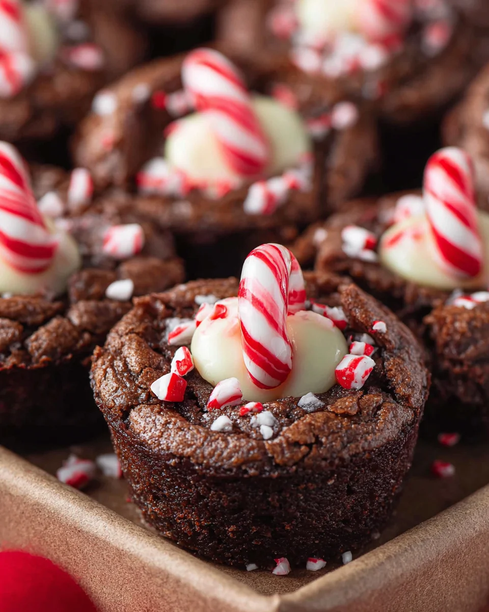 Candy Cane Kiss Brownie Bites