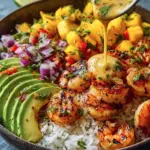 Shrimp and Avocado Bowls with Mango Salsa & Lime-Chili Sauce
