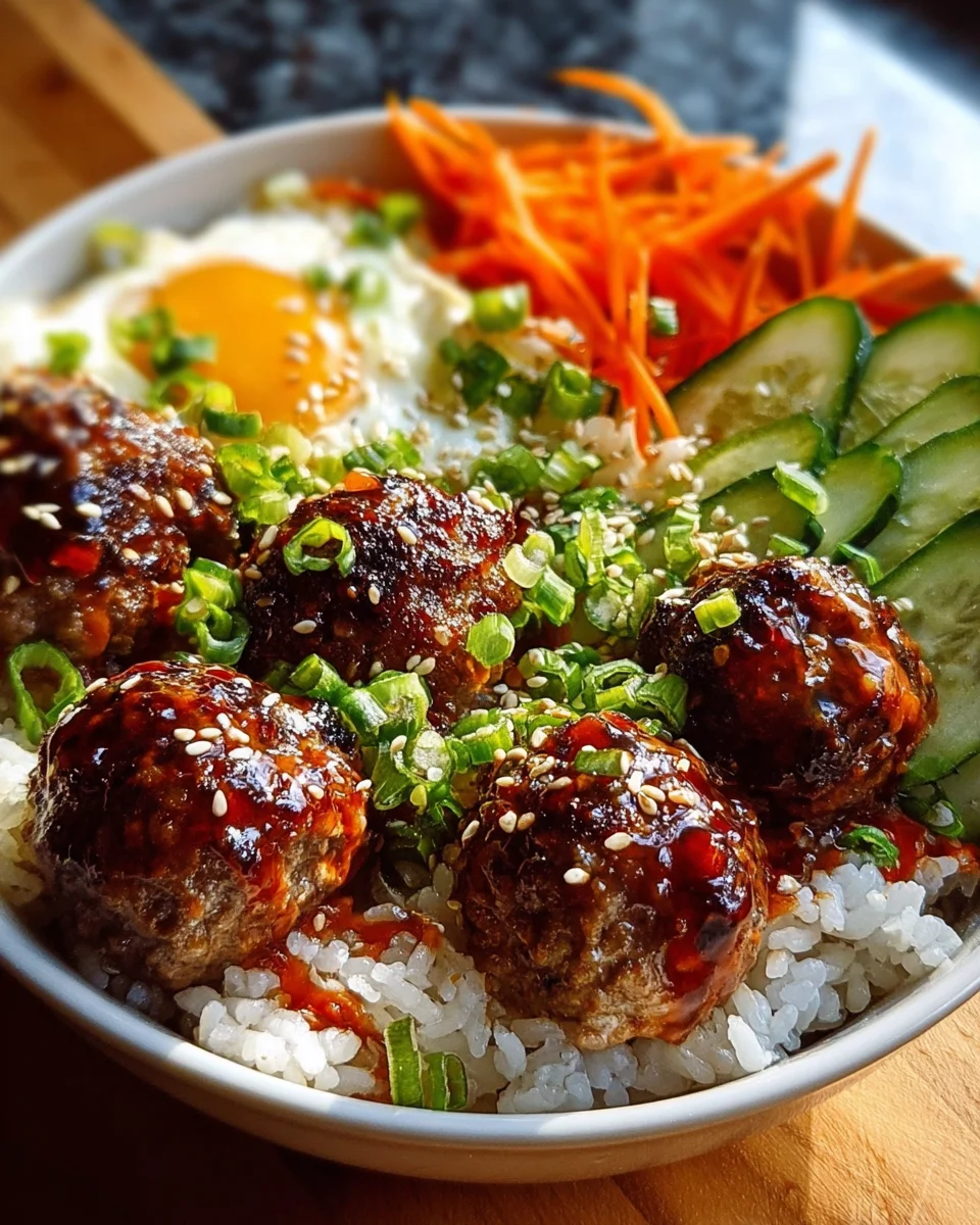 Korean BBQ Meatball Rice Bowls