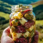 Marinated Cheese & Salami Jar Bites