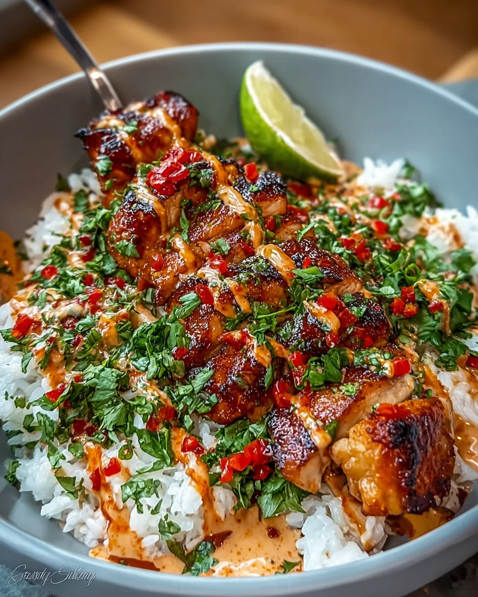 Sweet Chili Chicken Bowl with Coconut Lime Drizzle