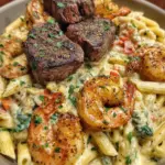 Blackened Steak Shrimp Alfredo