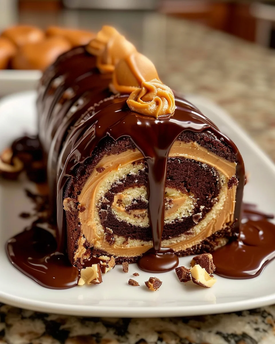 Chocolate-Covered Peanut Butter Roll Cake is Irresistible!